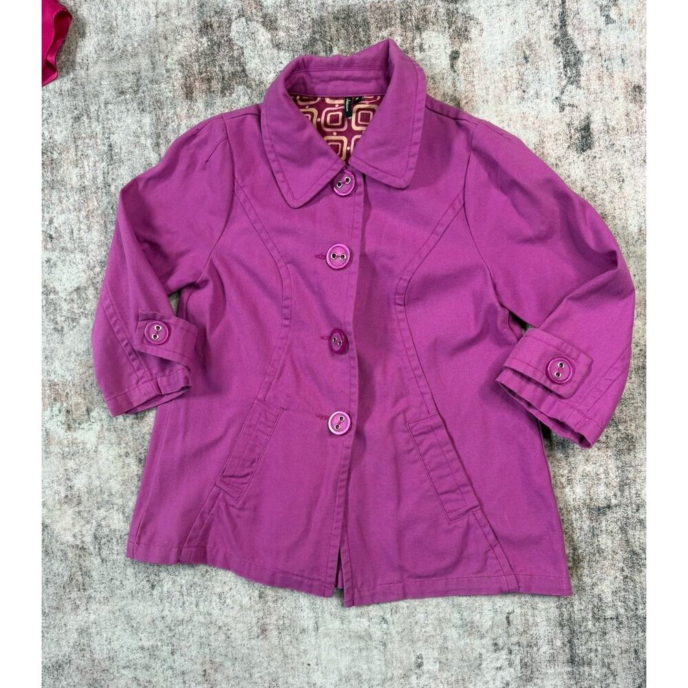 Ambition Womens Lightweight Pink Trench Coat Jacket Size M Y2K Fall 100% Cotton
